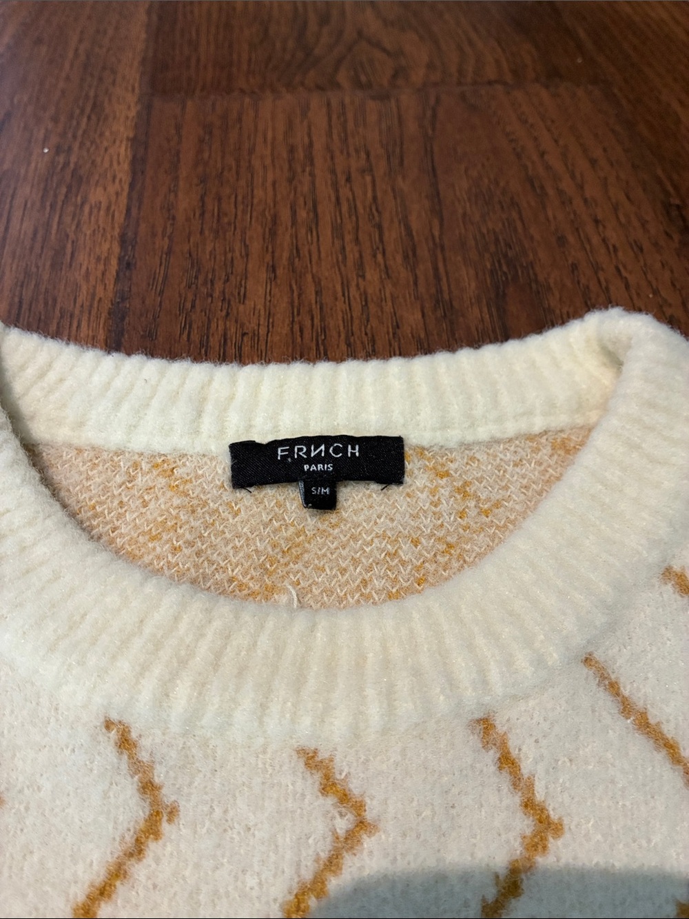 FRNCH Bundle Pink Floral Crewneck Sweater and Cream Chevron - Picture 5 of 5